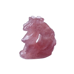 Клубничный Кварц Натуральный клубничный кварц, резные фигурки девятихвостой лисы, статуи для украшения рабочего стола для домашнего офиса, 30 мм