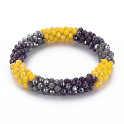 Разноцветный Плетеный эластичный браслет крючком из стеклянных бусин, женские украшения ручной работы непель, серые, внутренний диаметр: 1-5/8 дюйм (4.2 см)