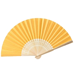 Оранжевый Бамбуковый складной веер с заготовкой из бумаги, бамбуковый веер своими руками, для вечеринки свадебное танцевальное украшение, оранжевые, 210 мм