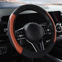 Dark Orange PU Leather Steering Wheel Cover, Skidproof Cover, Universal Car Wheel Protector, Dark Orange, 380mm