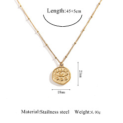 Evil Eye 304 Stainless Steel Pendant Necklaces, Golden, Evil Eye, 17.72 inch(45cm), pendant: 21x18mm