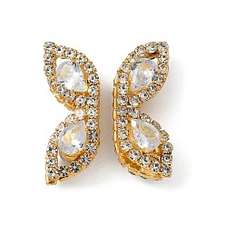 Прозрачный Латунные микро проложить кубического циркония бусы, без кадмия и без свинца, крыло бабочки, со стразами, золотые, прозрачные, 10.5x26x9.5 мм, отверстие : 1.2 мм