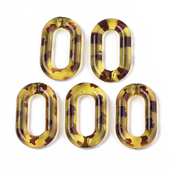 Champagne Yellow Transparent Acrylic Linking Rings, Quick Link Connectors, Imitation Leopard Skins Pattern, for Cable Chains Making, Oval, Champagne Yellow, 38x23x6.5mm, Inner Diameter: 25x10mm