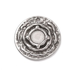Stainless Steel Color Non-Tarnish 304 Stainless Steel Pendant Cabochon Settings, Flat Round, Stainless Steel Color, Tray: 6mm, 19x3mm, Hole: 1.5mm