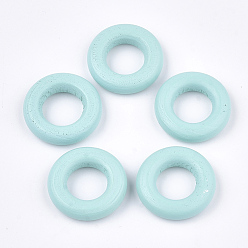 Pale Turquoise Painted Wooden Linking Rings, Ring, Pale Turquoise, 24.5x6mm, Hole: 12mm