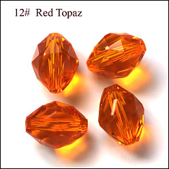 Темно-Оранжевый Имитация Австрийские кристаллические шарики, класс AAA, граненые, овальные, темно-оранжевый, 8x6 мм, отверстие : 0.7~0.9 мм