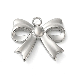 Нержавеющая Сталь Цвет Не тускнеющие 304 подвески из нержавеющей стали, очарование бантом, цвет нержавеющей стали, 14x15.5x2 мм, отверстие : 2 мм
