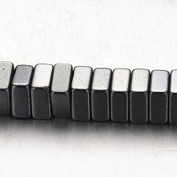 Естественный Цвет Немагнитные нити шарик синтетический гематит, квадратные бусины хейши, первоначальный цвет, 6x6x3 мм, отверстие : 1 мм, около 136 шт / нитка, 15.7 дюйм