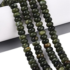 Chinese Jade Природные китайский нефрит бисер пряди, рондель, сгладить, 7.5~8.5x4~5.5 мм, отверстие : 0.9~1 мм, около 75~94 шт / нитка, 14.76~15.35 дюйм (37.5~39 см)