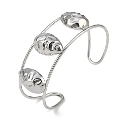 Нержавеющая Сталь Цвет Не тускнеет 304 браслеты-манжеты из нержавеющей стали с широкими пустотами и текстурой в виде конского глаза, цвет нержавеющей стали, 2-1/2~2-5/8 дюйм (6.5~6.75 см) x 1-7/8 дюйм (4.7 см)