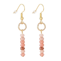 Malaysia Jade Dyed Natural Malaysia Jade Beads Dangle Earrings, Round Stone Tassel Drop Earrings, Golden, 50mm, Pin: 0.6mm