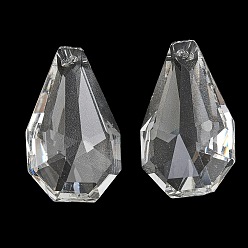 Clair Lustres en verre à suspensions prismatiques, breloques en forme de larme à facettes, clair, 40x23x14mm, Trou: 2mm