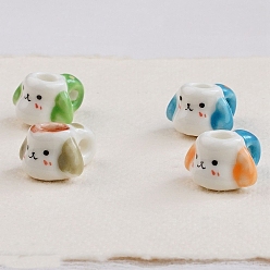 Собака Фарфора ручной работы подвески, форма чашки, собака, 23x21x13.5 мм, отверстие : 3.5 мм