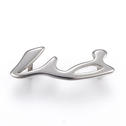 Stainless Steel Color Tarnish Resistant 304 Stainless Steel Slide Charms, Stainless Steel Color, 31.5x10.5x6mm, Hole: 3.5x6.5mm