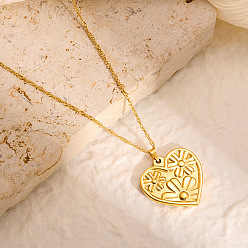 Настоящее золото 18K 201 Подвески в виде цветка и сердца из нержавеющей стали для женщин, реальный 18 k позолоченный, 15.75 дюйм (40 см)