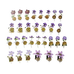 Others 30Pcs 10Styles Waterproof Self Adhesive PET Stickers, for Suitcase, Skateboard, Refrigerator, Helmet, Mobile Phone Shell, Medium Purple, Dried Flower Wax Seal Pattern, 56~59x24~47x0.1mm, about 3pcs/style