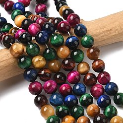(52) Непрозрачная лаванда Природных тигровый глаз бисер нитей, круглые, разноцветные, 10 мм, отверстие : 1 мм, около 19 шт / нитка, 7~7.5 дюйм