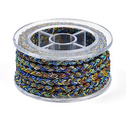 Синий Оплетенный нейлоновый шнур, для изготовления ювелирных изделий, круглые, синие, 3.8~5 мм, около 2.19 ярдов(2м)~3.28 ярдов(3м)/рулон