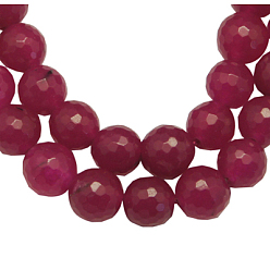 Сливовый Бусины из дрогоценного камня, натурального белого нефрита, граненые, круглые, окрашенные, слива, 8 мм, отверстие : 1 мм, около 46 шт / нитка, 14.5 дюйм