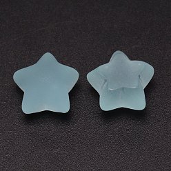 Hellblau Bereift Harzcabochons, Stern, hellblau, 18x19x12 mm