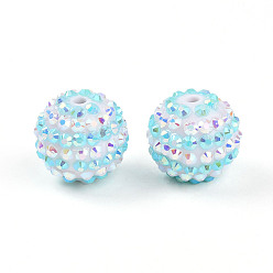 Бледно-бирюзовый Полосатый узор смола ab стразы круглые бусины, шарики из жевательной резинки для самодельных ручек, изготовление ювелирных изделий, бледные бирюзовая, 19.5~20 мм, отверстие : 2.5~3 мм