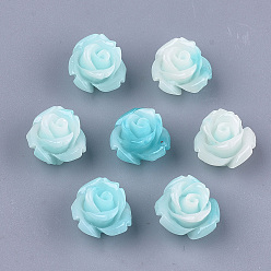Бледно-бирюзовый Синтетических коралловых бусин, окрашенные, цветок, бледные бирюзовая, 10x10.5x8 мм, отверстие : 1 мм