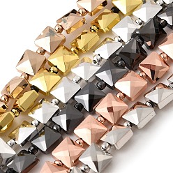 (52) Непрозрачная лаванда Стеклянные бусины с гальваническим покрытием , квадратный, граненые, разноцветные, 8x8x5.5 мм, отверстие : 0.8 мм, около 37 шт / нитка, 15.75'' (40 см)