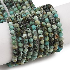African Turquoise(Jasper) Natural African Turquoise(Jasper) Beads Strands, Faceted, Round, 3mm, Hole: 0.7mm, about 142pcs/strand, 37~38cm