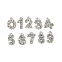 Нержавеющая Сталь Цвет 10 шт. 304 подвески из нержавеющей стали со стразами, номер 0~9 очарование, цвет нержавеющей стали, пригодный для 1 стразами мм, 8~8.5x3.5~6.5x1~1.5 мм, отверстие : 0.7~0.8 мм