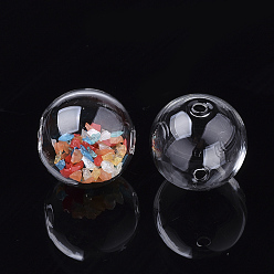 Claro Hechos a mano soplados cuentas globo de cristal, rondo, Claro, 15.5~16x15~15.5 mm, agujero: 1.5~2 mm