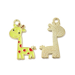 Желтый Подвески из эмали и сплава, прелести жирафа, золотые, желтые, 27x17x1 мм, отверстие : 2 мм