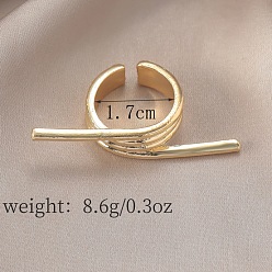 Light Gold Преувеличенные французские кольца-манжеты из сплава для женщин, золотой свет, внутренний диаметр: 17 мм