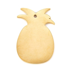 Golden 304 Stainless Steel Pendants, Mirror Polished Finish, Stamping Blank Tag, Laser Cut, Pineapple, Golden, 33.5x22x0.8mm, Hole: 1.2mm