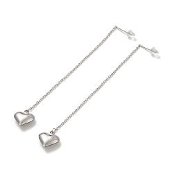 Нержавеющая Сталь Цвет Устойчивые к потускнению 304 длинные серьги-гвоздики из нержавеющей стали с подвесками в форме сердца для женщин, цвет нержавеющей стали, 107.5x1.2 мм, штифты : 0.7 мм