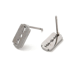 Stainless Steel Color 304 Stainless Steel Stud Earrings, Blade Shape, Stainless Steel Color, 10x5mm