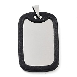 Нержавеющая Сталь Цвет 304 из нержавеющей стали большие кулоны, прямоугольник амулеты, нержавеющая сталь цвет и черный, 52x31.50x3.80 мм, отверстие : 5x6.5 мм