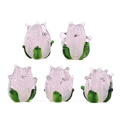 Розовый Бусины лэмпворк , тюльпан, туманная роза, 13.5~14.5x12.5~13.5x12.5~13.5 мм, отверстие : 1.8~2 мм