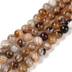 Перу Натуральный полосчатый агат, глазковый агат, окрашенная и подогревом, круглые, Перу, 8 мм, отверстие : 1 мм, около 46 шт / нитка, 14.76'' (37.5 см)