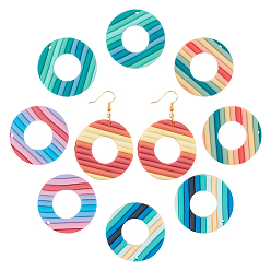 Mixed Color 10Pcs 5 Colors Handmade Polymer Clay Pendants, Donut, Mixed Color, 40x39x3mm, Hole: 1.5~2mm, 2pcs/color