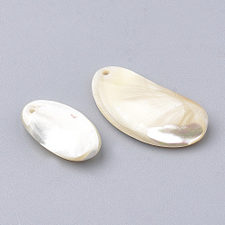 Cornsilk Trochus Shell Pendants, Nuggets, Cornsilk, 18~30x10~15x2~5mm, Hole: 1mm