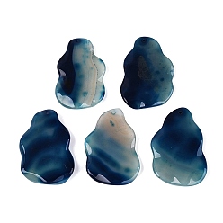 Marina Azul Ágata natural, teñido grandes colgantes, encantos de pepitas, azul marino, 53~56x35~38x5~8 mm, agujero: 1.4~1.6 mm