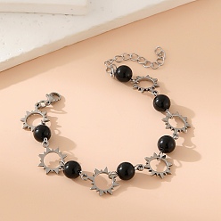 Солнце Из нержавеющей стали браслеты из бисера, с пластиковыми бусинами из искусственного жемчуга, солнце, 6-3/4 дюйм (17 см)