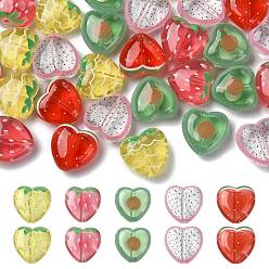 (52) Непрозрачная лаванда 30 шт 5 цвета прозрачные акриловые бусины, сердце с фруктами, разноцветные, 17x17.5x8.5 мм, отверстие : 1.6 мм, 6 шт / цвет