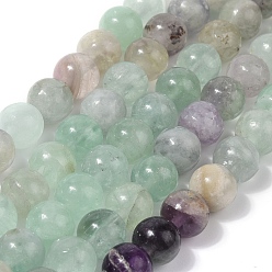 Флюорит Естественный зеленый флюорит бисер нитей, круглые, 8~8.5 мм, отверстие : 1 мм, около 44~49 шт / нитка, 14.69~15.35'' (37.3~39 см)