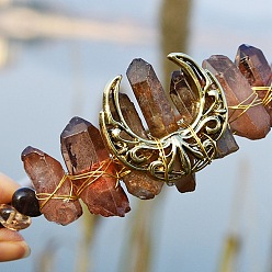 Дымчатый Кварц Натуральные гальванизированные хрустальные ободки для волос, с дымчатой кварцевой крошкой, корона для волос, для женщин девушек, 270x180x30 мм