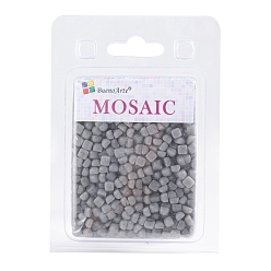 Light Steel Blue Glass Mosaic Tiles Cabochons, for Crafts Art, Imitation Jade, Square, Light Steel Blue, 4.8x4.8x3.5mm, about 200g/box