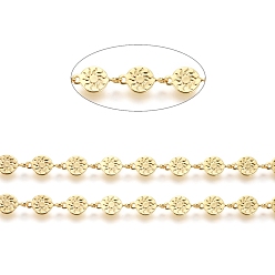 Настоящее золото 18K Звенья ручной работы из латуни, с катушкой, долговечный, несварные, плоские круглые и солнце, реальный 18 k позолоченный, 11x6x0.5 мм, около 32.8 футов (10 м) / рулон