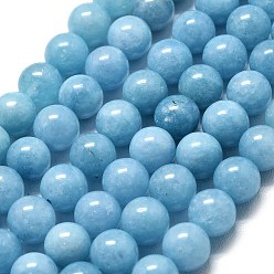 Темно-Голубой Натуральный Malaysia нефритовые бусы пряди, окрашенная и подогревом, круглые, глубокое синее небо, 8~8.5 мм, отверстие : 1.2 мм, около 48 шт / нитка, 14.96 дюйм (38 см)