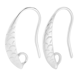 925 Sterling Silver Plated 10 Pairs Brass Earring Hooks, Long-Lasting Plated, Lead Free & Cadmium Free, Rack Plating, with Loop, 925 Sterling Silver Plated, 12Gauge, 15.5x10x2.5mm, Hole: 1.8mm, Pin: 0.8mm