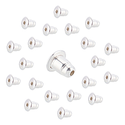 Silver 925 Sterling Silver Ear Nuts, with 925 Stamp, Silver, 4x4mm, Hole: 0.8mm, 10pairs/box